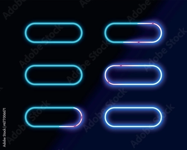 Obraz Neon light in the shape geometric rectangle vector illustration.