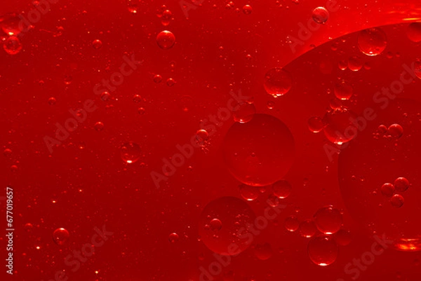 Fototapeta Water bubble texture on red background