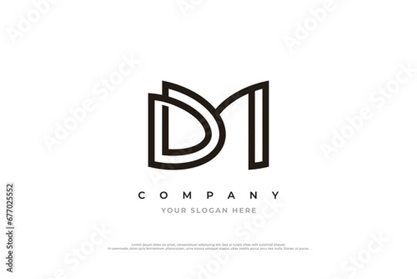 Fototapeta Initial Letter DM Monogram Logo Design Vector