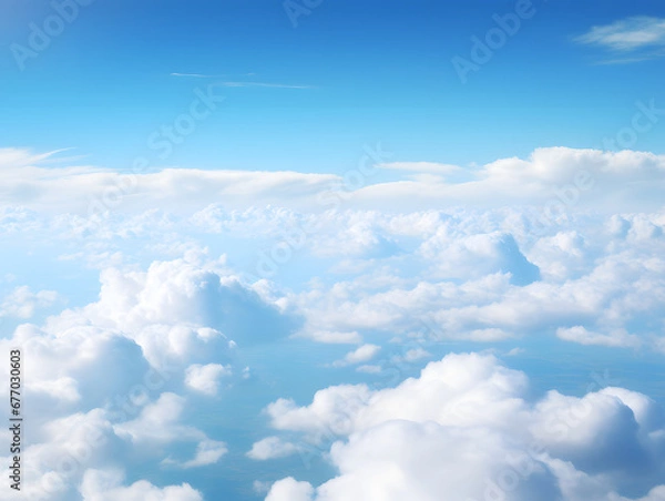 Fototapeta Cloudy blue sky abstract background, blue sky background with tiny clouds