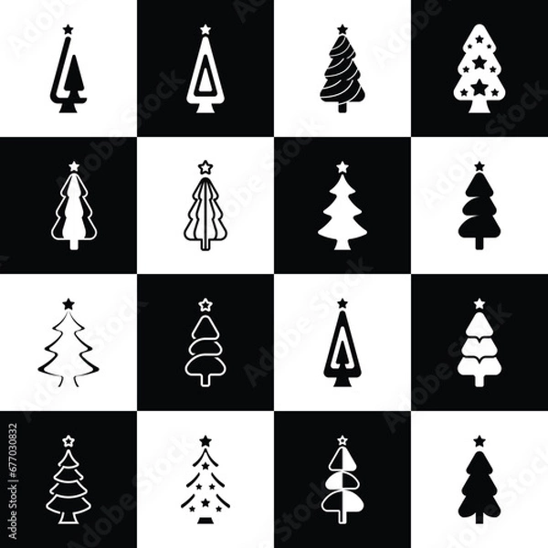 Fototapeta christmas tree set design elements
