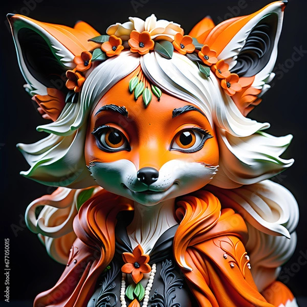 Obraz Enchanting Sugar Realms: Whimsical Wonders of the Sugary Fox Mage's Artistic Magic.(Generative AI)
