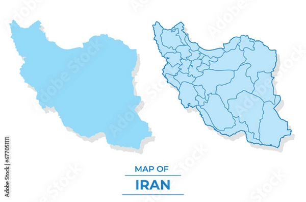 Obraz Vector Iran map set simple flat and outline style illustration