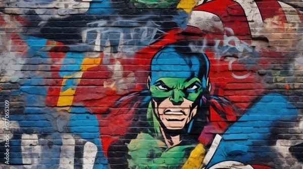 Fototapeta Superhero Graffiti Seamless Tiled Texture