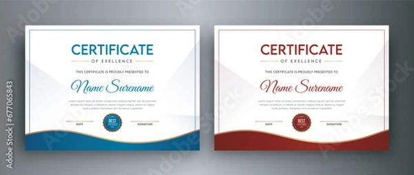 Obraz unique modern achievement award certificate design template