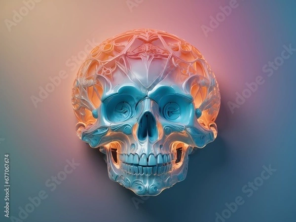 Fototapeta blue skull, blank background, for design, isolated