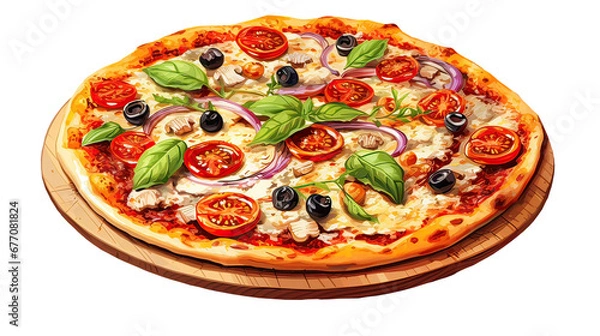 Obraz Pizza vibrant toppings AI generative	