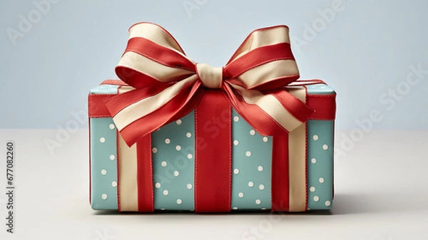 Obraz 大きなリボンでラッピングされたお洒落なギフトボックス