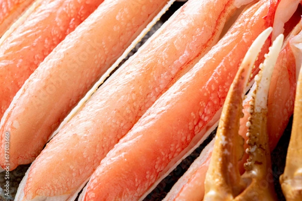 Obraz かにすきのズワイガニ足のアップ。
