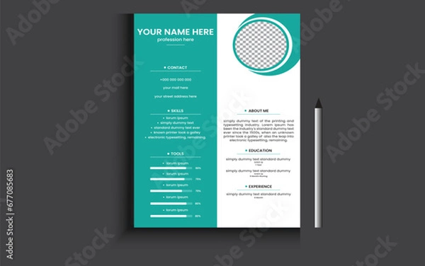 Obraz Creative and simple cv template design.