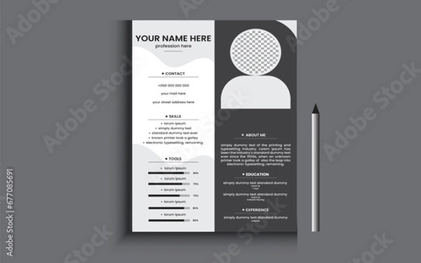 Obraz Creative and simple cv template design.