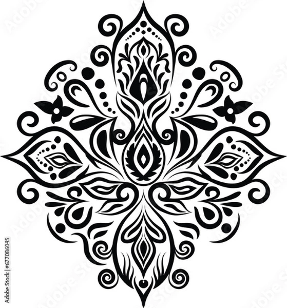 Obraz Vintage damask baroque ornament with floral retro antique style. Acanthus pattern foliage swirl design element wedding decoration. Isolated element.