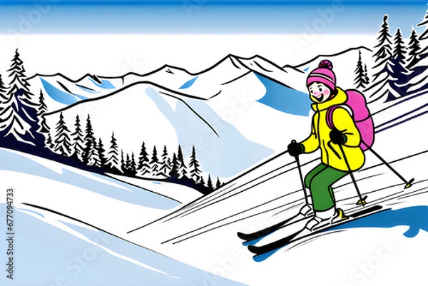 Fototapeta A person enjoying skiing on a winter vacation.
Generative AI