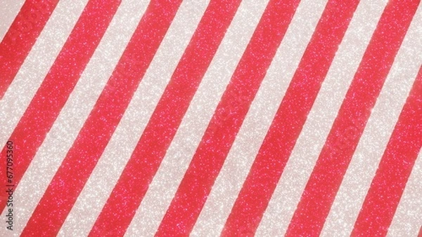 Fototapeta 3d render Red White Christmas glitter shine stripes. Blur glow particles  4k. Hypnotic lines candy texture. Retro deformation y2k magic wallpaper background.