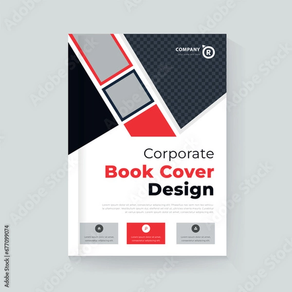 Fototapeta poster flyer pamphlet brochure cover design layout space for photo background, vector template in A4 size Book Cover