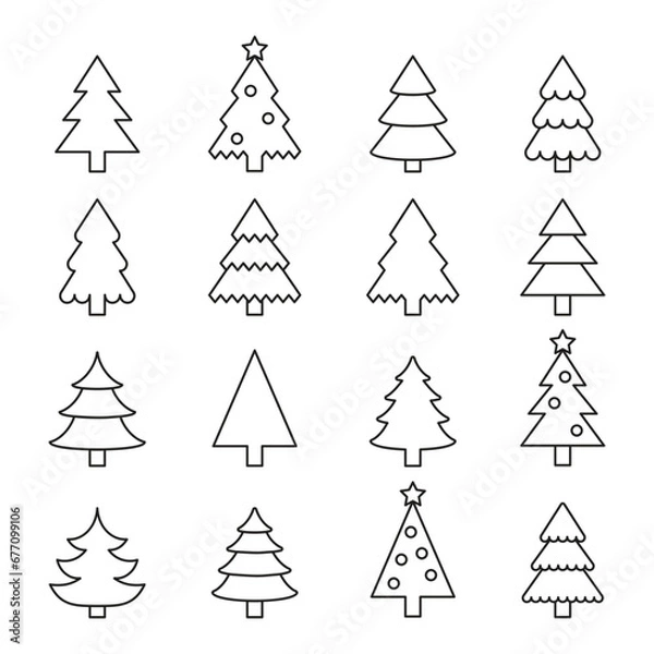 Fototapeta Xmas tree decoration icon vector illustration. Set of a christmas tree on isolated background. Winter sign concept.