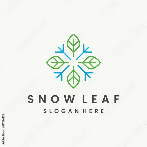 Fototapeta Snow leaf logo template vector illustration design