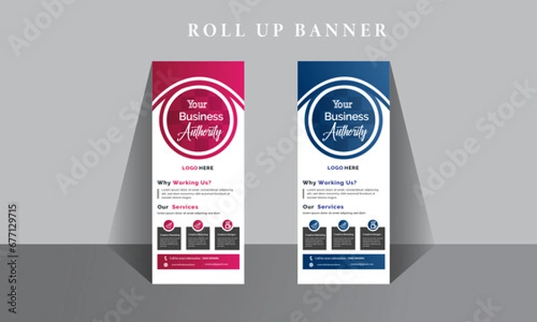 Fototapeta Social Media Marketing Roll Up Banner Design Template and Banner Template