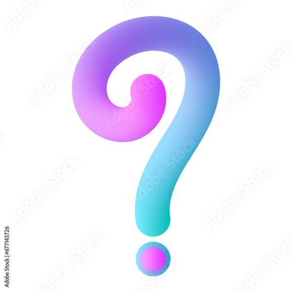 Fototapeta Colorful question mark.Gredient pastel cute icon.Faq symbol graphic vector illustration isolated on white background.