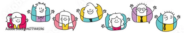 Fototapeta Stick figures in speech bubbles.