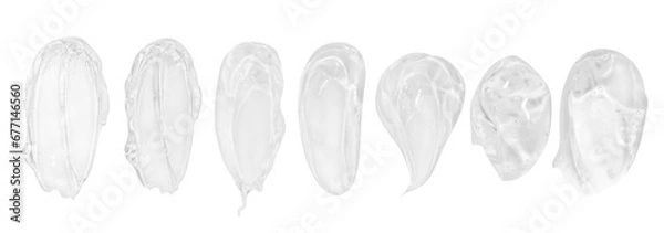 Fototapeta set of smears of transparent cosmetic gel. On an empty background.