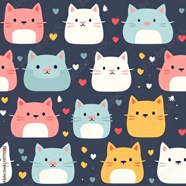 Fototapeta Cute Cat Seamless Pattern