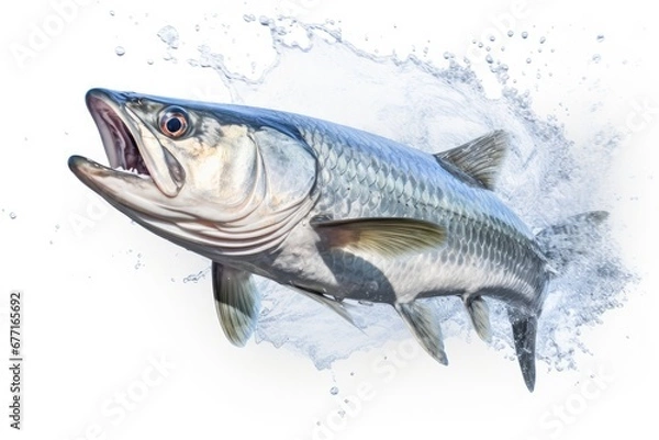 Fototapeta Tarpon Megalops Atlanticus fish isolated on white background