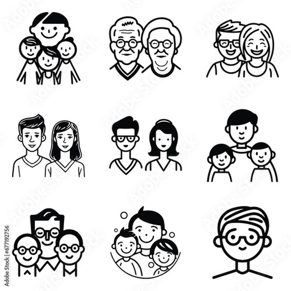 Obraz Peoples Flat Icon Set Isolated On White Background