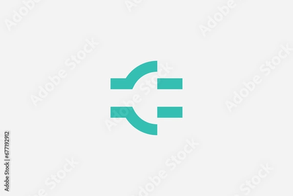 Obraz Electric logo design illustration with plug icon vector template