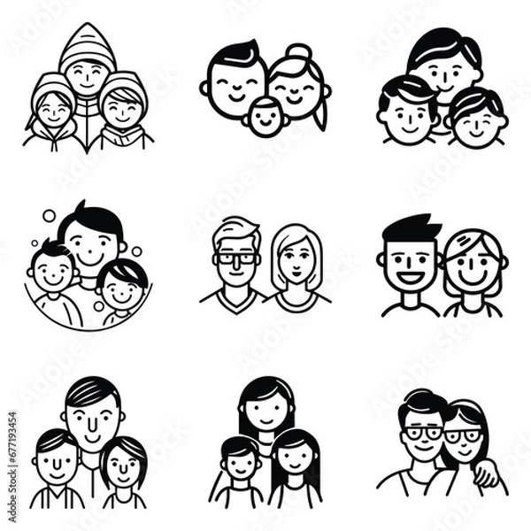 Obraz Peoples Flat Icon Set Isolated On White Background