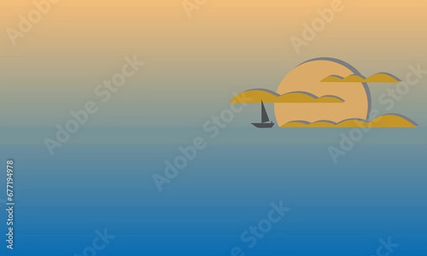 Fototapeta Sunset sea view background illustration