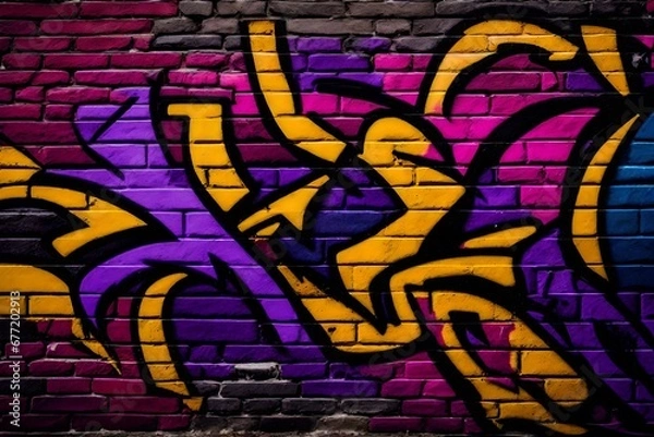 Fototapeta graffiti on a brick wall