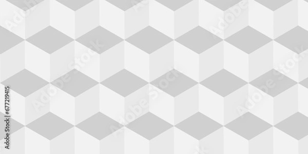 Obraz Abstract white cube triangle geometric square seamless background. Seamless blockchain technology pattern. Vector illustration pattern with blocks. Abstract geometric design print of cubes pattern.