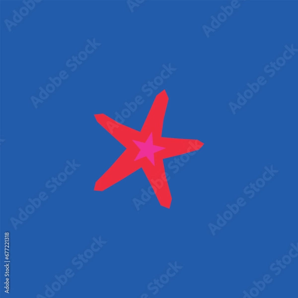 Fototapeta The red seastar on the blue background