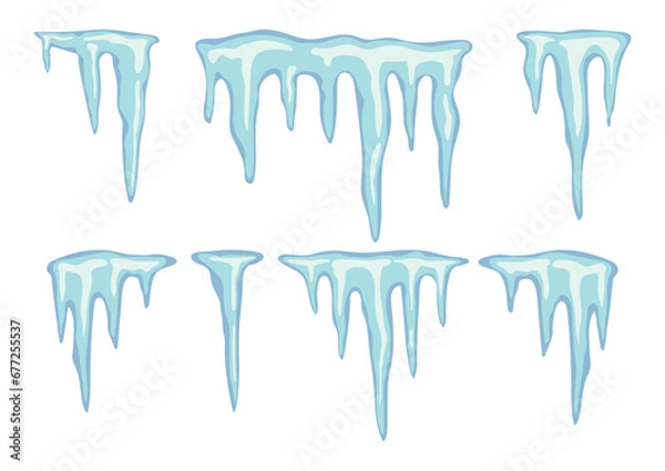 Fototapeta icicles set isolated on white background vector illustration,decoration for winter design