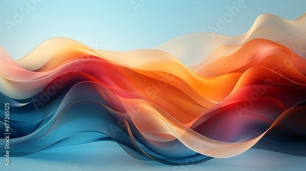 Obraz Beautiful blue and green abstract wave wallpaper. Abstract orange and blue Modern geometric blue orange abstract background for flyer, flyer, catalog wallpaper. Generate AI