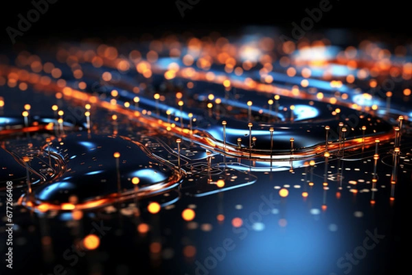 Fototapeta Generative ai collage creative picture of oily liquid flow on dark surface