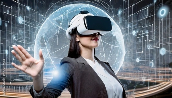 Fototapeta virtual reality, security and new technology