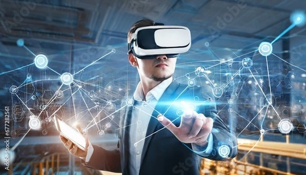 Fototapeta virtual reality, security and new technology
