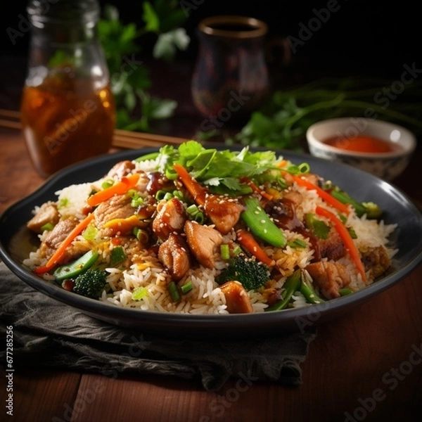 Obraz stir fried chicken with vegetables
