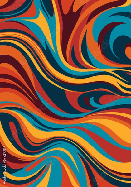 Fototapeta A colorful abstract wave and swirl design background