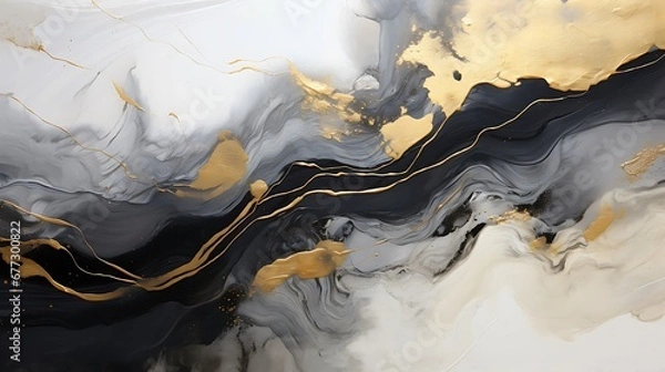 Fototapeta Marble abstract acrylic background. Marbling artwork texture. Agate ripple pattern. Gold powder.