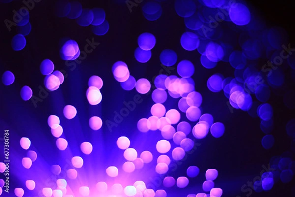 Obraz Abstract festive dark background with pink and blue bokeh lights