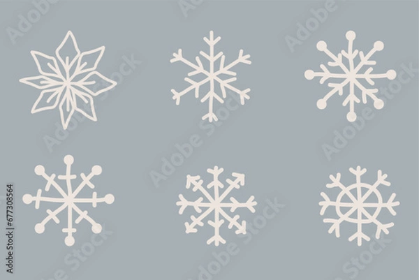 Obraz Hand drawn snowflakes design. Winter elements vector illustration