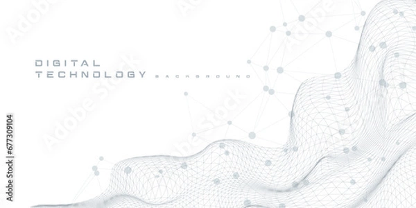 Fototapeta Digital technology futuristic internet network speed connection white background, cyber nano information, abstract communication, innovation future tech data, Ai big data line dot illustration vector