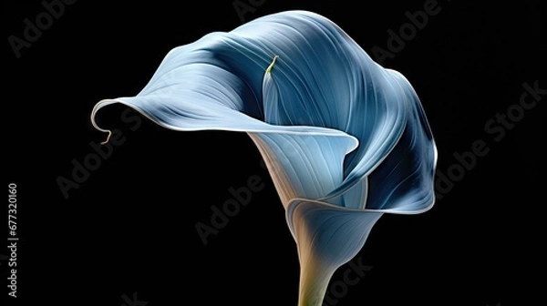 Fototapeta  a blue flower on a black background with a black background and a white flower in the center of the flower.