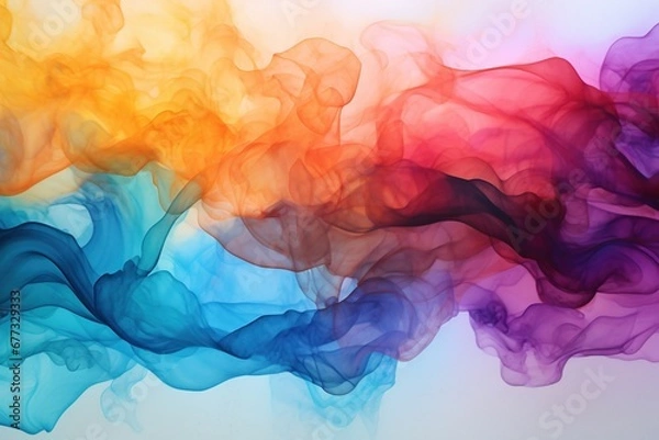 Fototapeta Alcohol inks flowing on synthetic paper creating a gradient