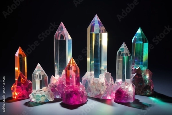 Obraz Crystal formations with prismatic light refractions