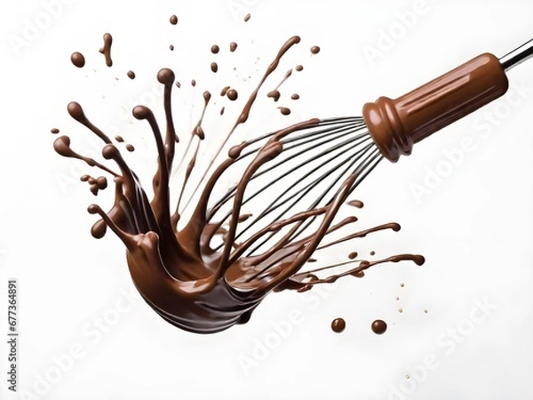 Obraz wire whisk chocolate splashes on white solid background