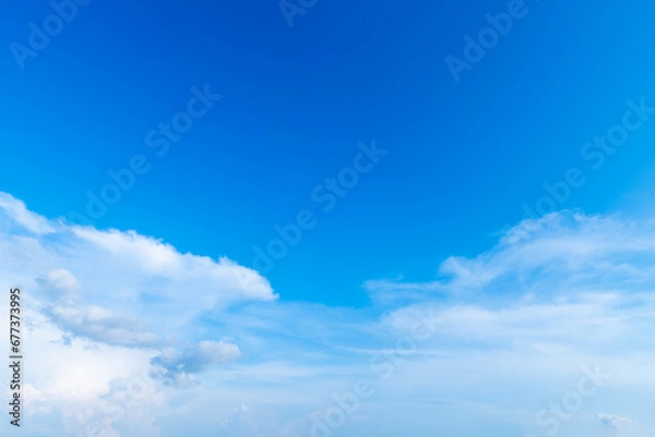 Fototapeta beautiful airatmosphere bright blue sky background abstract clear texture with white clouds.